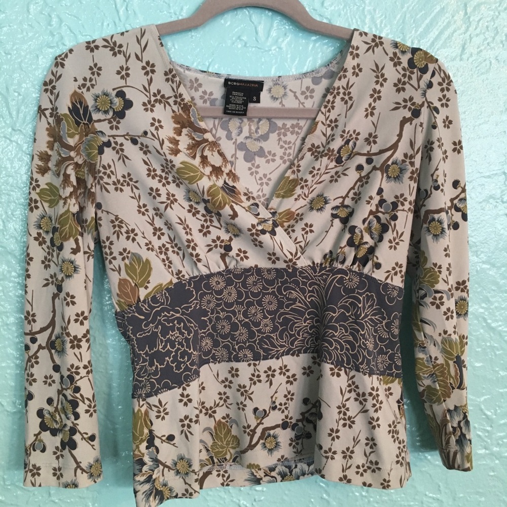 BCBGMAXAZRIA 3/4 Length Sleeve Top S Small